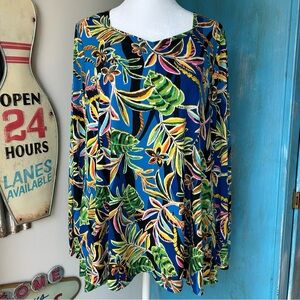 Attitudes By Renee Patterned Long Sleeve Blouse